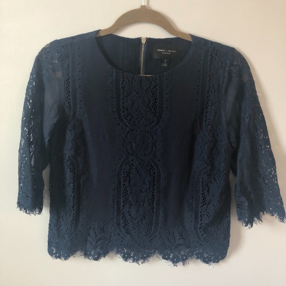 Navy lace blouse